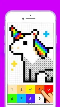 Warna Unicorn dengan nomor - kotak pasir pixel art Screen Shot 0