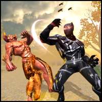 panther superhero vs criminal battle