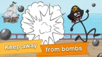 Pirate survival: Bomb edition. Stickman like game Screen Shot 0