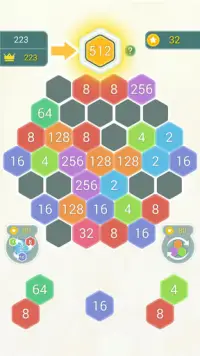 HexPop: Merge number to 2048, Free Puzzle Games Screen Shot 5
