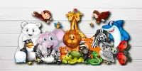 Puzzles pour enfants, nourrir les animaux, anglais Screen Shot 0