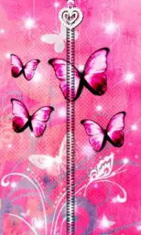 Pink Butterfly Zipper UnLock Screen Shot 4