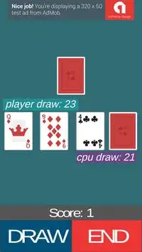 Simple Blackjack (21 card game) Screen Shot 2