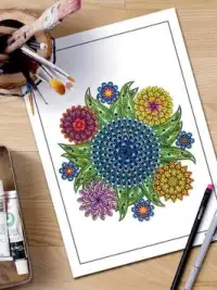 Floral Designs & Flowers Mandalas Coloring Screen Shot 2