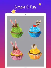 Cor dos doces pelo número: cupcake pixel art Screen Shot 9