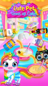 Cute Pet Dress Up Cakes - Rainbow Baking Games Screen Shot 1