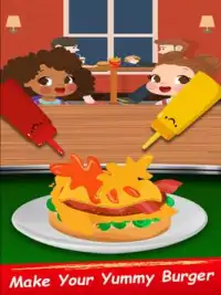 Trò chơi nấu ăn burger của trẻ em đường phố Screen Shot 8