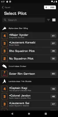Star Wars X-Wing Second Edition Squad Builder Screen Shot 4