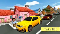 टैक्सी सिम्युलेटर: ब्लॉकी टैक्सी गेम Screen Shot 3