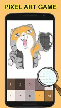 8Bit Lazy Garfill Cat In Pixel Coloring Art Screen Shot 1