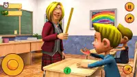 무서운 섬뜩한 교사 3D- 악 할머니 학교 게임 Screen Shot 0