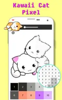Kawaii Cat Color By Number - Pixel Art Screen Shot 0