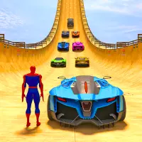 Superhero Car: Mega Ramp Games Screen Shot 1