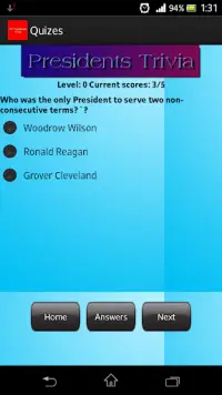 US Presidents Trivia Screen Shot 2