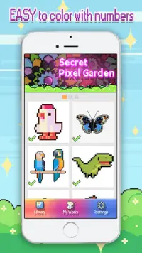 Secret Pixel Garden - Color by Number pixel Game Screen Shot 0