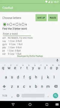 Cow Bull - A Word Game Screen Shot 1