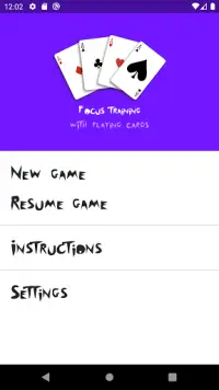 Focus training with playing cards Screen Shot 1