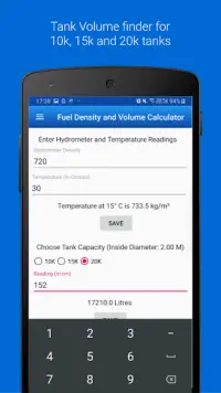 Fuel Density and Volume Calculator Screen Shot 2