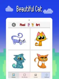 Кошки Цвет по номеру: Pixel Art Coloring 2019 Screen Shot 6