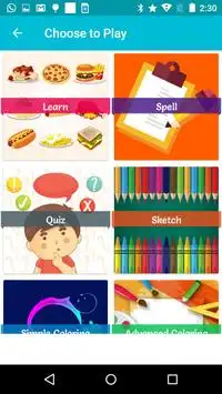 Food - Learn, Spell, Quiz, Draw, Color and Games Screen Shot 1