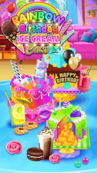 Rainbow Glitter Birthday Cake Maker - Baking Games Screen Shot 0