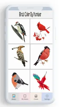 Birds Color By Number, pixel bird coloring Screen Shot 0