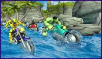 Superheroes Water Surfer Bike Racing Screen Shot 14