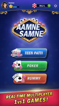 Aamne Samne : Teen Patti, Poker - 1Vs1 Multiplayer Screen Shot 0