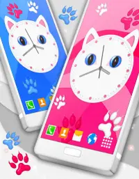 Kitty Clock Wallpaper 😻 Cute Cat Live Wallpapers Screen Shot 3