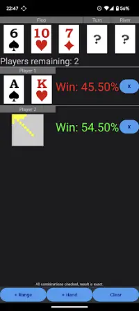 CJ Poker Odds Calculator Screen Shot 0
