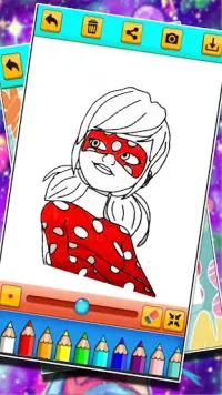 LadyBug coloring the cat: coloring pages Screen Shot 0