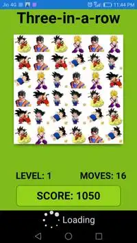 3 in Row Puzzle - With Dragon ball z characters Screen Shot 1