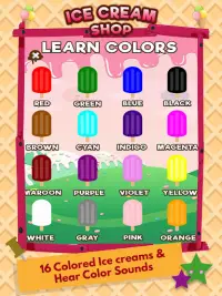 Learning Colors Ice Cream Shop - Color Name Games Screen Shot 0