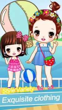 Cute girls seaside travel - dressup games for kids Screen Shot 2