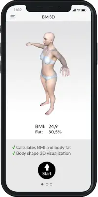 BMI 3D - Body Mass Index and body fat in 3D Screen Shot 0