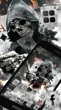 Smoky Poker Skull Launcher Theme Live HD Wallpaper Screen Shot 1