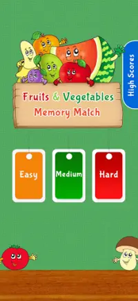 Fruits and Vegetables Memory Match Game Screen Shot 0