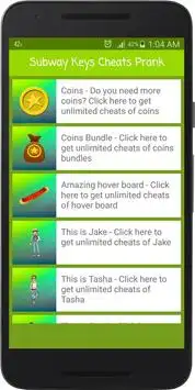 Cheat for subway surfers Prank Screen Shot 0