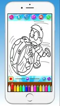 Coloring blue cat cartoon Screen Shot 3