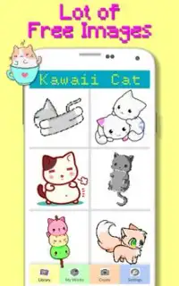 Kawaii Cat Color By Number - Pixel Art Screen Shot 1