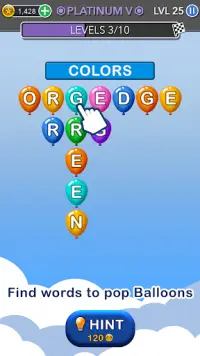 Word Balloons - Word Games free for Adults Screen Shot 1