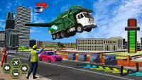 مدينة طيران قمامة شاحنة نقل القيادة محاكاة لعبه Screen Shot 1