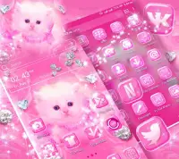 Cute Pink Cat Launcher Theme Screen Shot 3