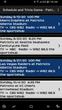 Trivia Game - Schedule for Die Hard Patriots Fans Screen Shot 1