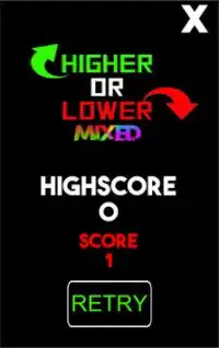 Higher or Lower Game:Mixed Screen Shot 4
