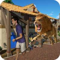ataque de leão bravo e jogo de ataque