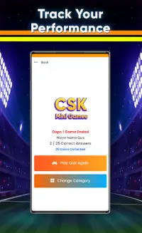 CSK 2021 Mini games - Quiz Game & Player Stats Screen Shot 1