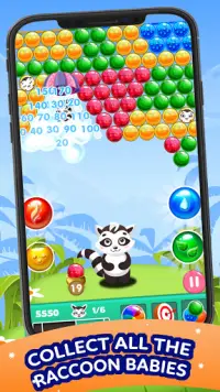 Raccoon Bubble Shooter Game 2021: Pop Bubble Games Screen Shot 1