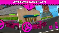 Розовая леди сумасшедший водитель такси 3D Screen Shot 2