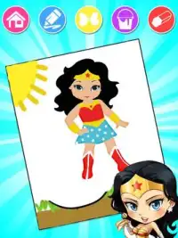Wonder Girl Super Woman Coloring Pages For Kids Screen Shot 1